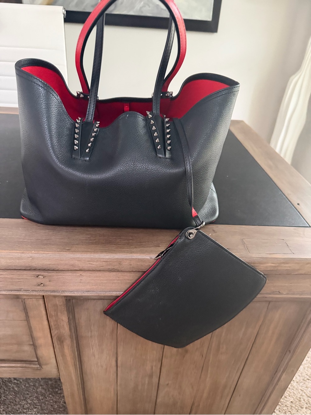 Christian Louboutin Cabata Tote Bag with Red Interior - Stud Detail